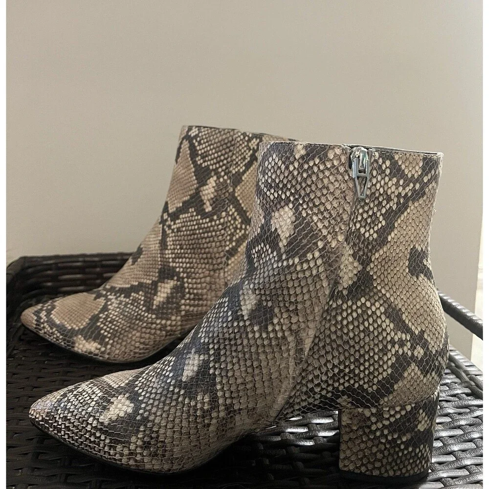 Dolce Vita Leather Snake Embossed Ankle Boots Booties 9 Western Summer Cowgirl - Picture 4 of 12